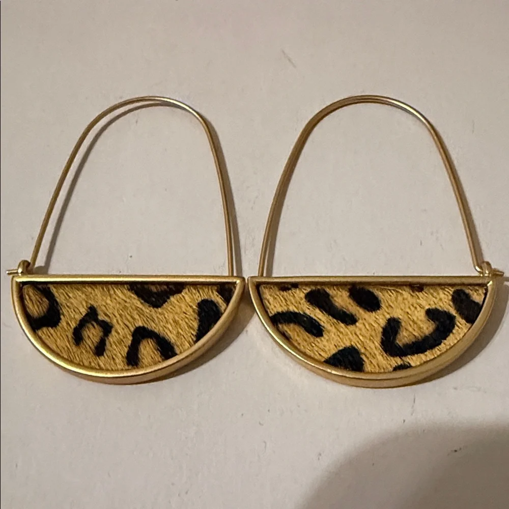 Leopard Print Gold Hoop Earrings